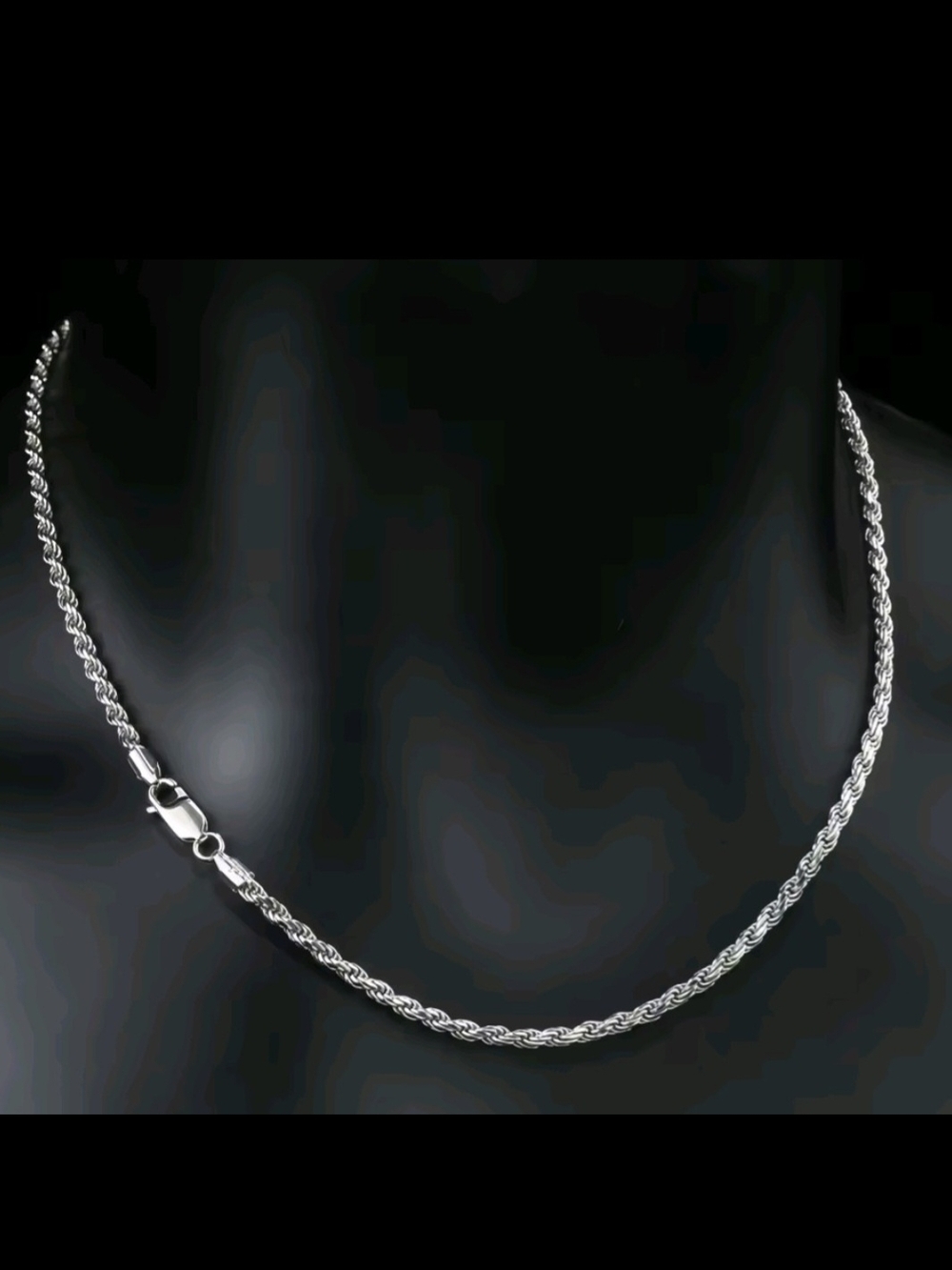 Sterling Silver Rope Chain Necklace - Silver